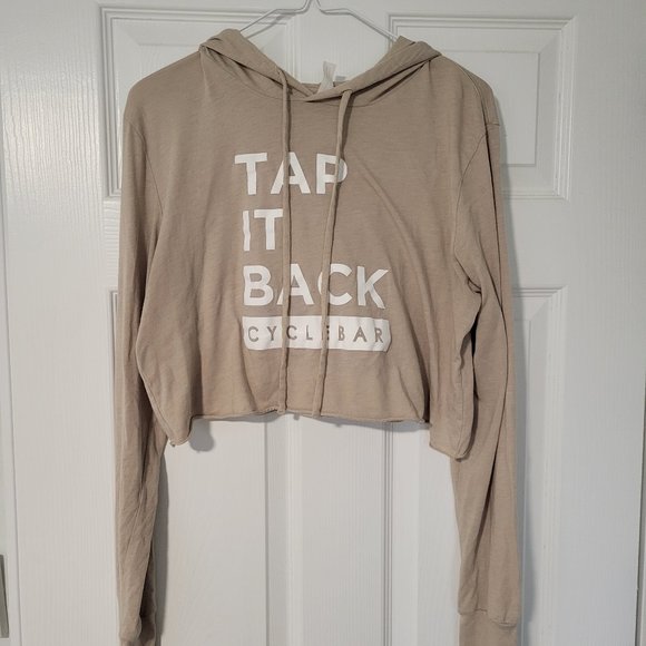 Cyclebar Tap It Back Hooded, Cropped Long Sleeve | Bella Canvas | Size M - Picture 1 of 2
